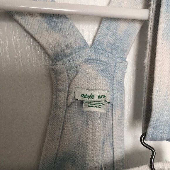 New Aerie Women's XS Tie-Dye Denim Overalls - Light Blue & White NWT - Picture 5 of 8